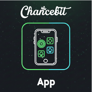 Chancebit app banner showing a smartphone with casino app icons on a dark background, with ‘Chancebit App’ text.