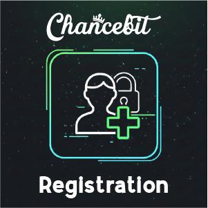 Chancebit registration banner showing a user icon with a plus symbol on a dark background, with ‘Chancebit Registration’ text.